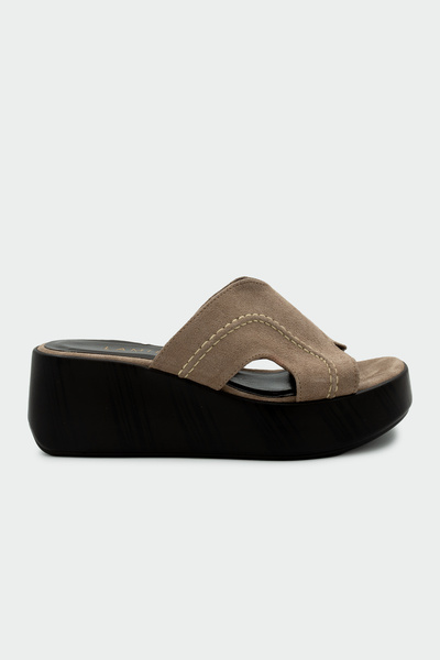 LAMİNTA Pafu Genuine Leather Women's Thick Mink Sole Slippers