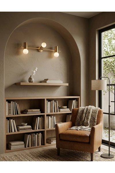 LİGHT HOUSE Gold Eskitme Trio Line 3'lü Modern Aplik Yatak Odası Salon Duvar ...