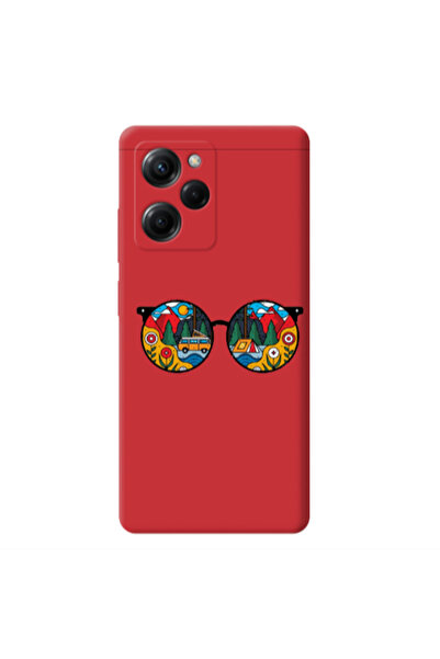 Other Xiaomi Poco X5 Pro Round Glasses Red Colored Silicone TPU Θήκη