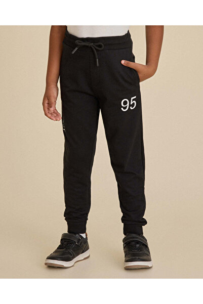 REDTAG Boys Black Printed Track Pants