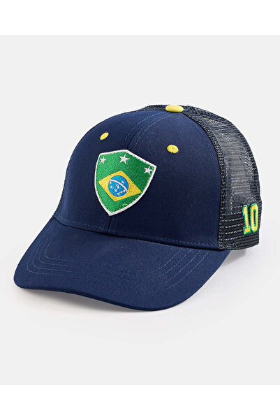 REDTAG Men Navy and Green Brazil Fan Cap