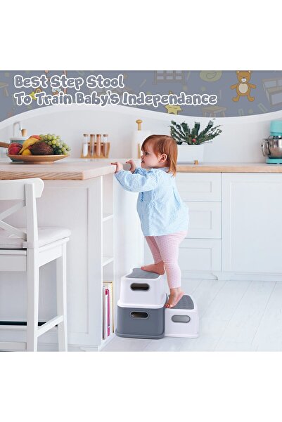 Garvee Children's Step Stool With 2 Steps, PP Material, Non-Slip And Stable, ...