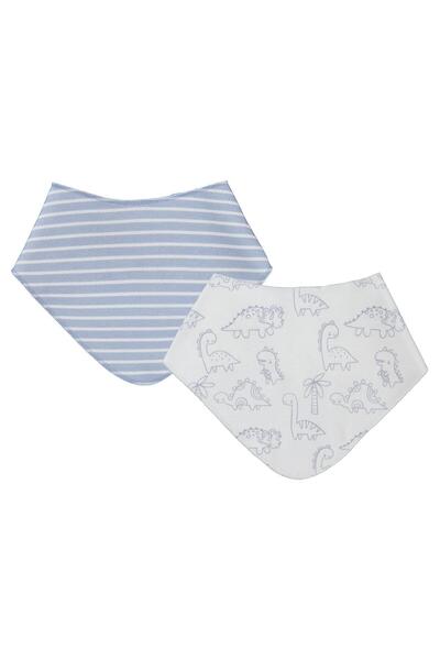 Civil Baby Dinosaur Printed 2 Layer 2-Piece Bib - Blue