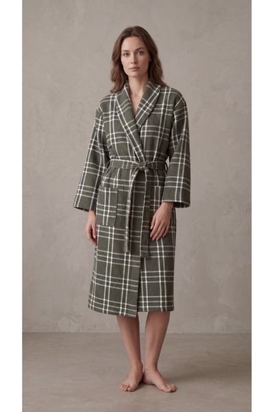 Vintero Home Summer Striped 100% Cotton Pique Bathrobe – Shawl Collar