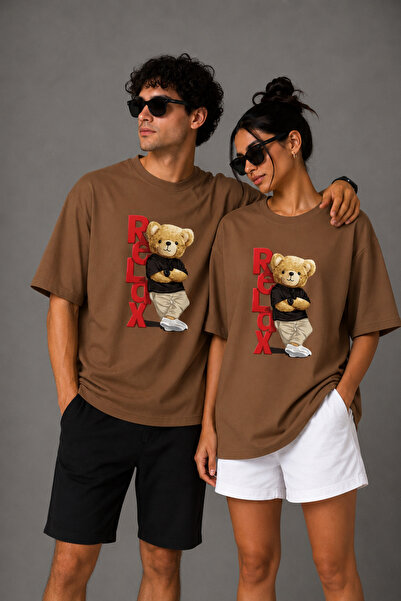 FECCY Premium Relax Printed Unisex Oversize Women's T-Shirt Men's T-Shirt Cot...