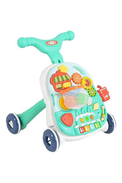 Moni Toys 2-in-1 Baby Walker & Activity Table with Musical Functions, Blue