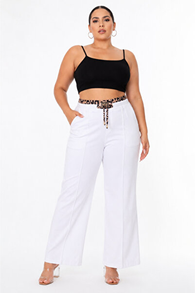 ZANESSİ FASHION Pantaloni de damă din bumbac elastic, cu talie înaltă și pici...