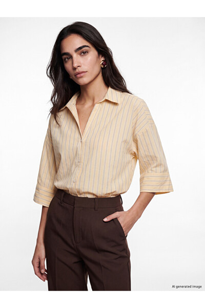 LC Waikiki Rmz Gi̇yi̇m Farkiyla Striped Loose Fit Women's Shirt