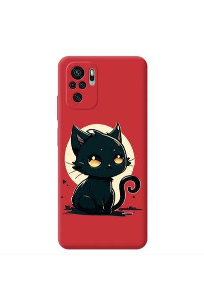 Other Xiaomi Redmi Note 10S Black Cat Red Colored Silicone TPU Θήκη