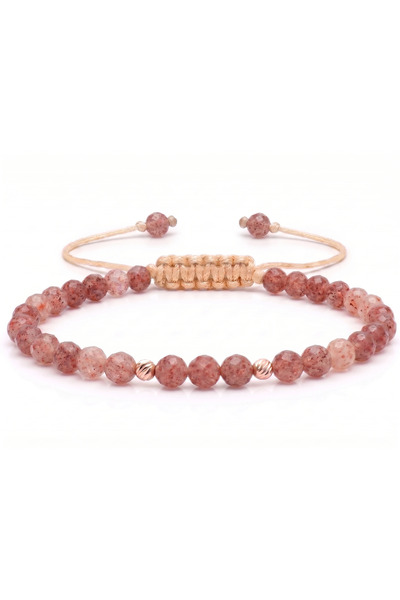 MANAVA Bratara cu 2 bile de Aur 14k si Cuart cherry
