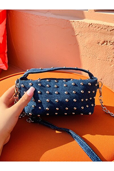 SANTA FLEX Zimba Mini Hand and Shoulder Bag with Chain Strap, Denim Texture, ...