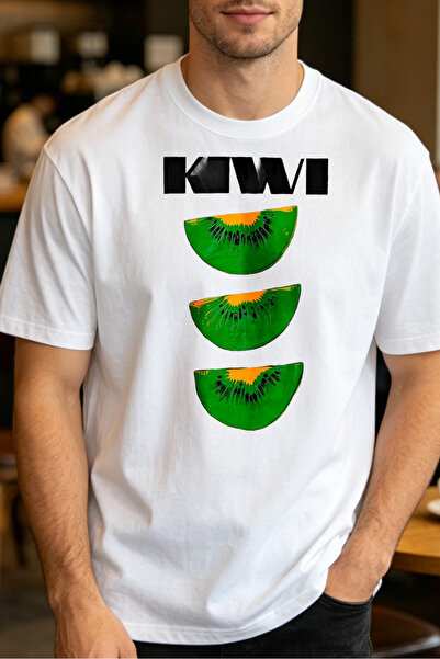 Fleck Casual Style T Shirts For Men Kiwi Fruit Design Mens Printed T Shirts