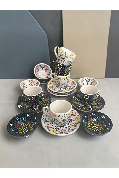 Artistic Quality Decorative 6-Person Tulip Design Fully Handmade Coffee Cup S...