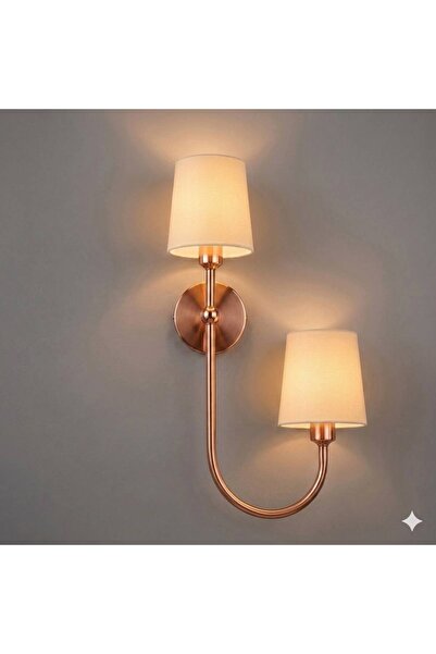 AKDENİZ AYDINLATMA ELEKTRİK MALZEMELERİ Double Headed Wall Sconce with Copper...