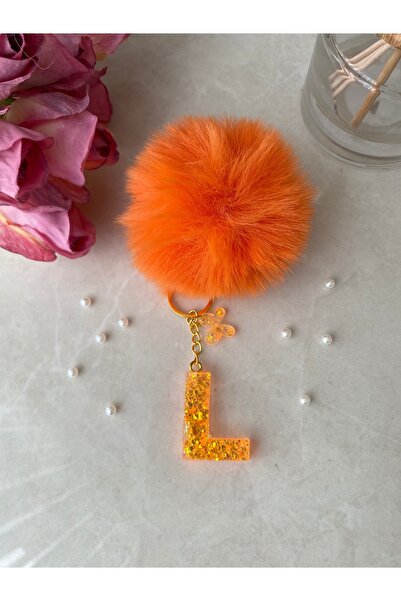 Bellinzona L Letter Vip Orange Orange Glitter Charm&Keychain [with Pompom Opt...