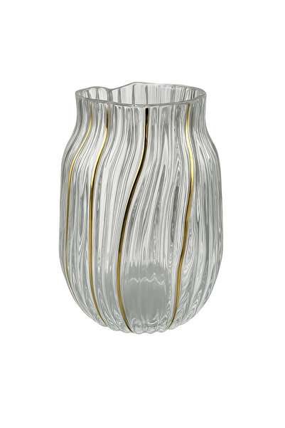 OEM Vază de Sticlă Transparentă Gold Wave S 20.5 cm