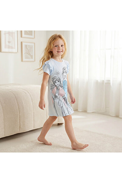 Disney Pack of 2 Round Neck Short Sleeves Night Dress with Frozen Print
