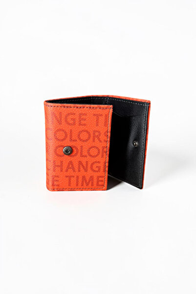 Classbag Text Print Detailed, Mechanized Orange Color Medium Size Unisex Wallet (7 cm X 10 cm)