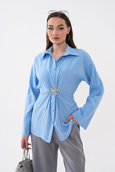 Mega Life Modal Woven Shirt with Back Belt Fastening and Front Buckle Detail