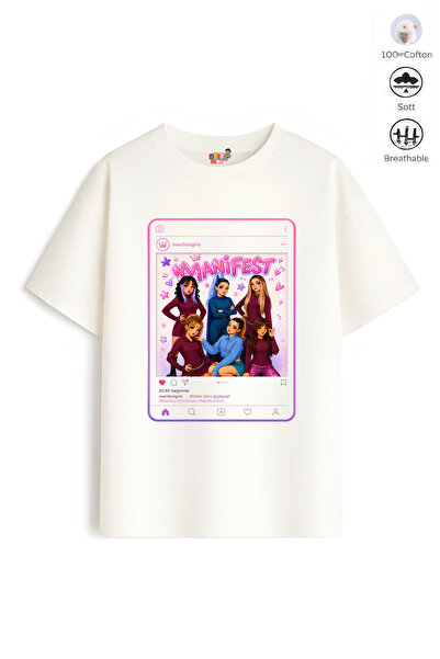 Belya Kids Wear Girl's Oversize Fit Belya Kids Design Cartoon 2 Manifest Cott...