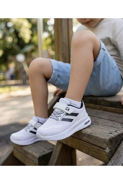 WEBORN Çocuk Sneaker Triko Fileli Tek Cırtlı Işıklı Esnek Hafif Nefes Alabile...