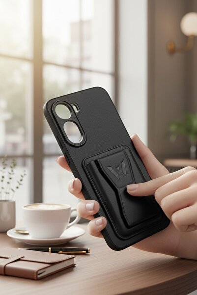 batuteknoloji Redmi A7 Pro 4G-5G Kartlıklı Standlı Suni Deri BTU Silikon Kapak
