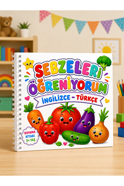 Z&R CRAFT I'M Learning Vegetables in English - Turkish |   Children's Colorin...