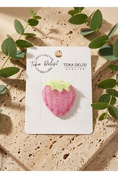 Toka Delisi Pink Green Strawberry Figured Hairless Baby Clip for Babies