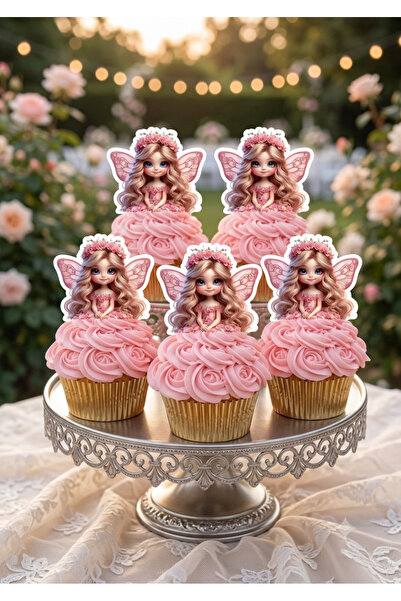 GÖKÇEM ART CLUB 12 adet prenses temalı Cupcake kürdan süs cupcake topper