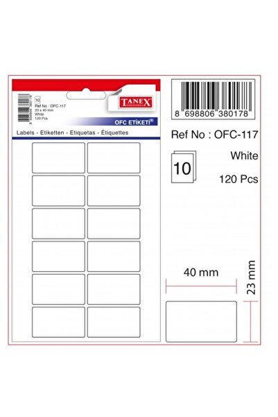 Tanex Label Ofc-117 23X40Mm 10Lu 2 Pack