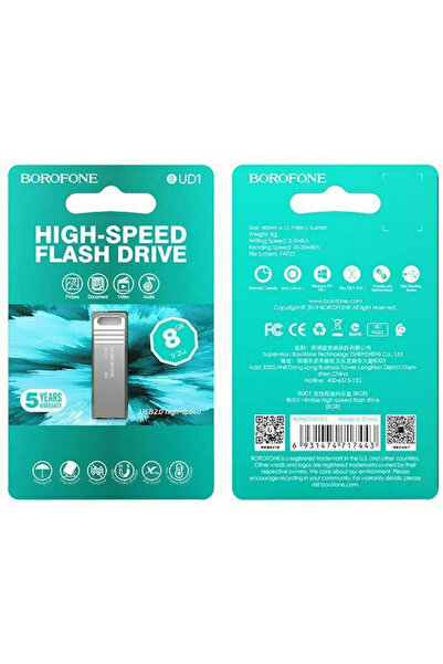 Borofone BUD1 8GB USB 2.0 Στικάκι Ασημί