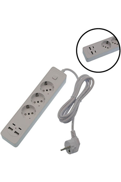 Jortan Πολύπριζο 3 Θέσεων με 2 USB-A, 2 USB-C, Διακόπτη και Καλώδιο 2μ Κωδικό...
