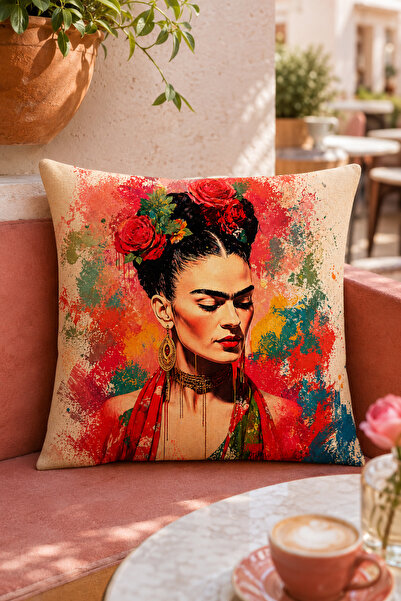 Evmila Colorful Woman Portrait Floral Decorative Throw Pillow Cover Bohemian ...
