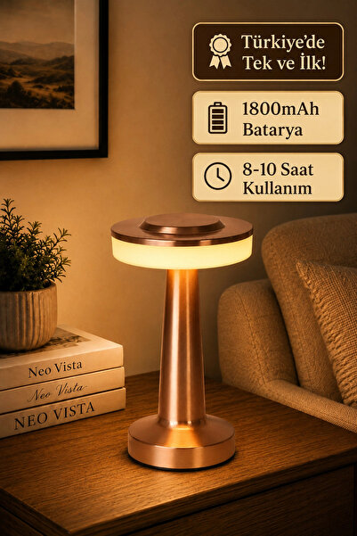 Eco Lounge Rose Gold Dokunmatik Şarjlı Masa Lambası Dim Edilebilir Dekoratif ...