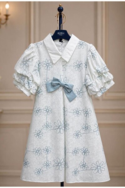 Rawai Roma Girls' Floral Embroidered Bowknot Occasion Dress