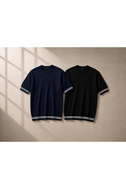 ixir 2-Pack Men's Short-Sleeved Crew Neck Knitwear T-Shirt 100% Cotton Summer...