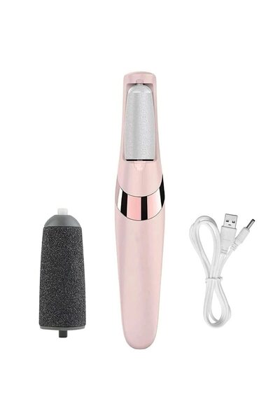MACVI Rechargeable Electric Heel Callus Remover with Hard & Fine Rollers, Pink
