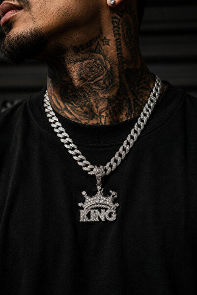 laria jewelry Hip Hop Iced Out King Pendant Cuban Chain Necklace
