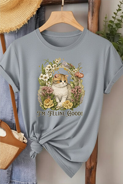 l'eivor I' m Feline Good Cat Printed Women's Cotton T-Shirt