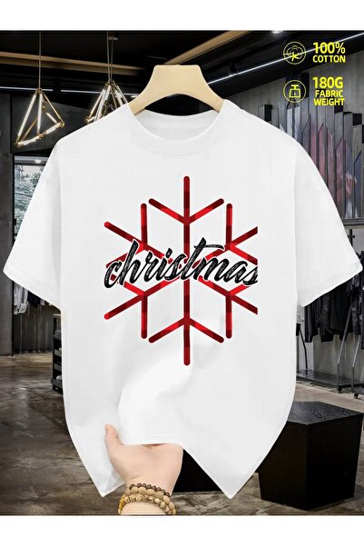 STITCHLY قميص رجالي أبيض مقاس 3XL بتصميم ندفة الثلج لعيد الميلاد - تي شيرت قط...