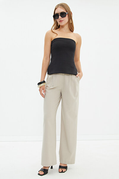 Fulla Moda Elastic Waist Pleated Palazzo Trousers