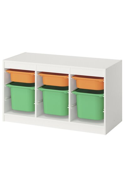 Trofast storage combination, white light orange/bright green, 99 x 44 x 56 cm