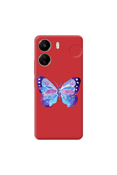 Other Xiaomi Redmi 13C Big Butterfly Red Colored Silicone TPU Θήκη