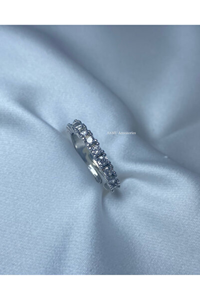 Samu Accessories Silver Color Row Zircon Stone Adjustable Steel Ring - Silver...