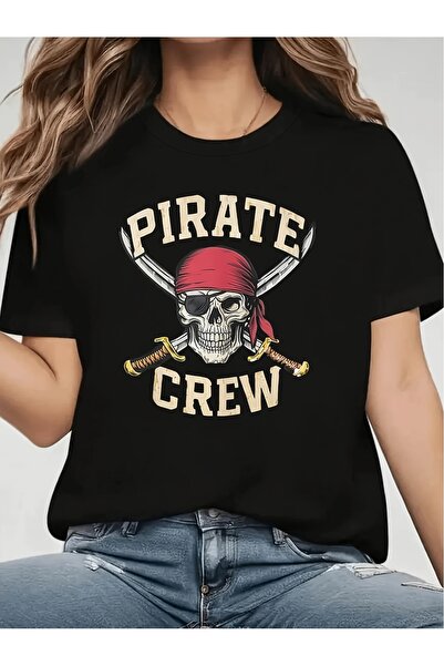 2mcup MachiGift Women'S Graphic T-Shirt - Skull Crossed Swords Pirate Flag Tr...