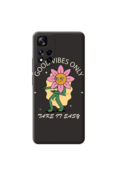 Other Xiaomi Redmi Note 11 Pro 5G Good Vibes Only Black Colored Silicone TPU ...