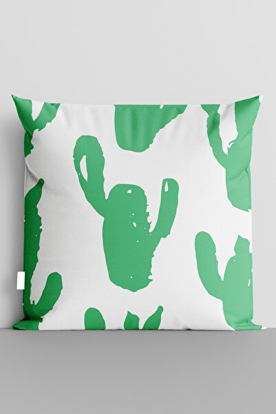 TicaretJet غطاء وسادة مطبوع رقميًا على الوجهين من Green Cactuses - 6363