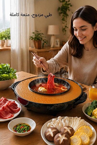 Generic 1 Nonstick Electric Hot Pot Grill Combo Smokeless Skillet Indoor Cook...