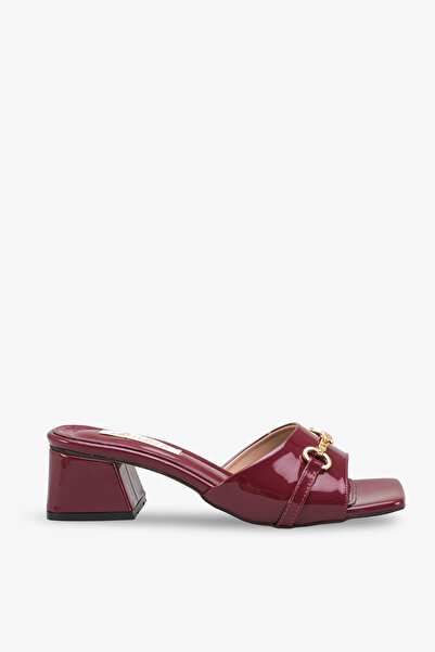 İNNABUTİKK Sateya Women's Heeled Slippers - Burgundy Patent Leather
