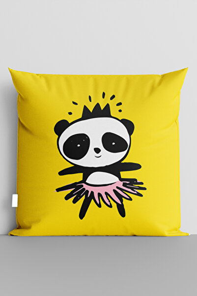 TicaretJet غطاء وسادة لغرفة الأطفال مطبوع رقميًا على الوجهين من Cute Panda - ...